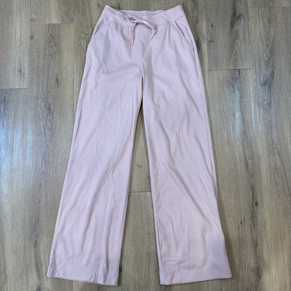 Beyond Yoga Women's Ribbed Wide Leg Lounge Pants Size XS Light Pink EUC